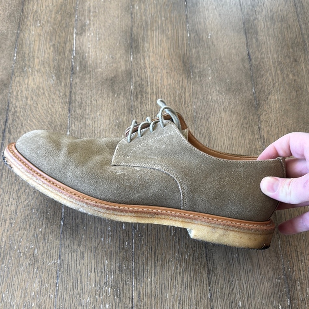 Sanders Made in England Dirty Buck Suede Oxford Shoes with Crepe Sole